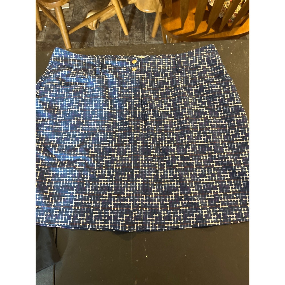 Slazenger Golf Skort Womens 8 Navy Blue White Geometric Print Athletic Skirt